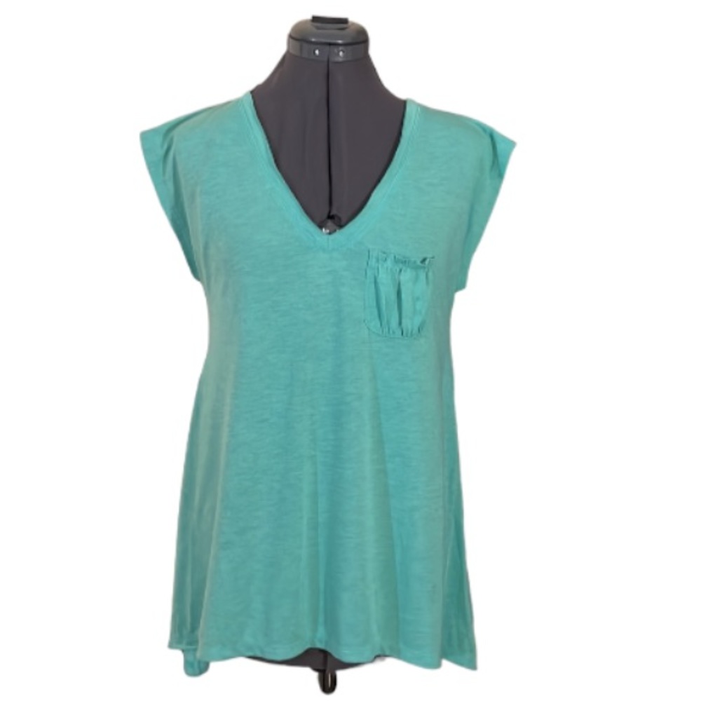 2/$12 DKNY Jeans Aqua Trapeze Hem T-Shirt Size Small